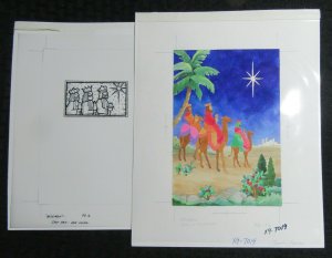 JOYOUS CHRISTMAS Three Wisemen with Star 9x11.5 Greeting Card Art #X7019