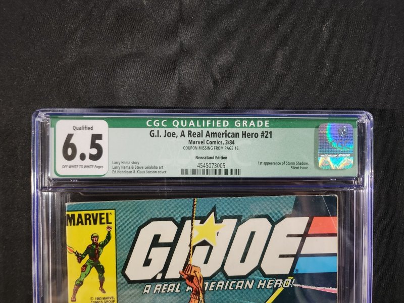 G.I. Joe ARAH #21 - 1st App Storm Shadow/Silent Issue (CGC Qualified 6.5) 1984