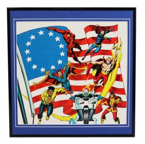 VINTAGE 1976 Marvel Dr Strange Daredevil Shang Chi Framed 12x12 Poster Display