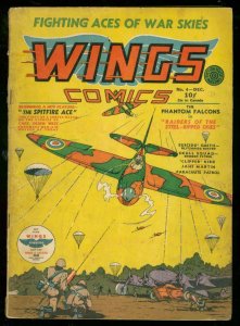 WINGS #4 1940-FICTION HOUSE-NAZI COVER-PARACHUTE PATROL VG