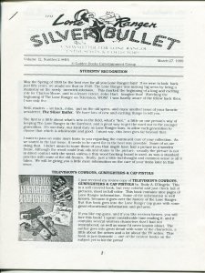 Lone Ranger Silver Bullet Newsletter #46 3/1999-Xerox format-limited printing-FN 