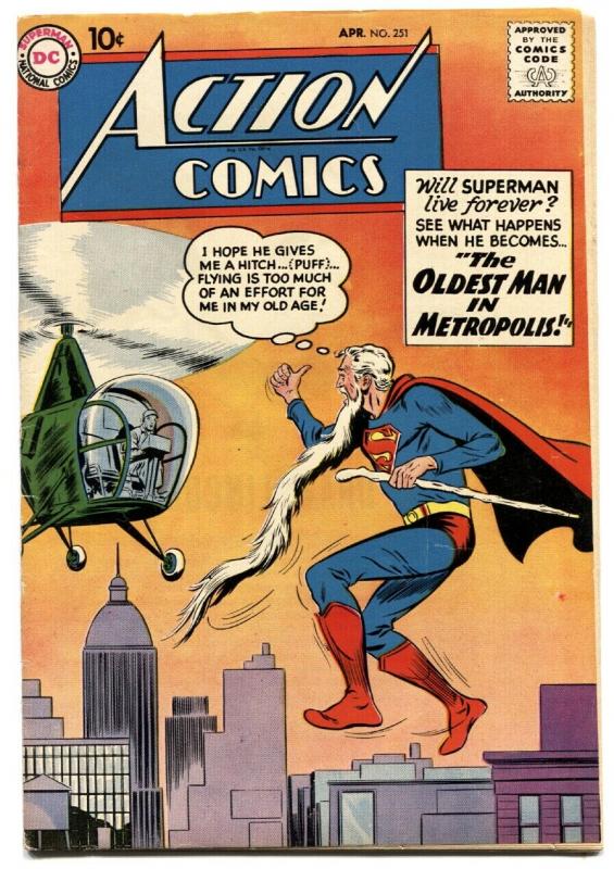 ACTION #251-FIRST SUPERGIRL IN AD-KEY ISSUE-DC SILVER-AGE-10 CENT-fn+