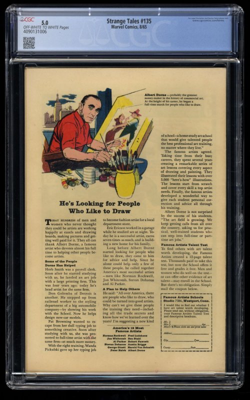 Strange Tales #135 CGC VG/FN 5.0 1st Appearance Nick Fury! Shield!