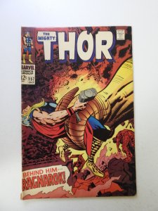 Thor #157 (1968) VG+ condition 1/4 spine split, moisture stains