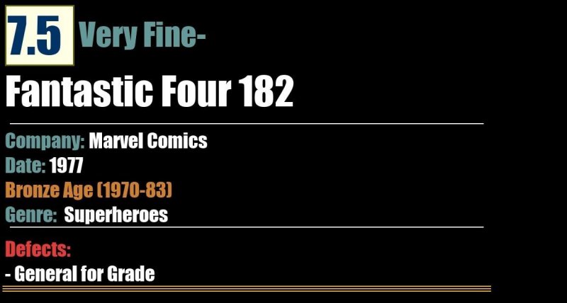 Fantastic Four 182 (1977) VF- 7.5 Bronze Age Marvel Comics