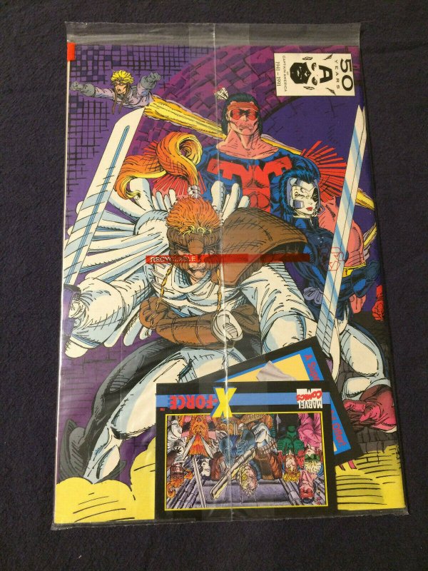 X-Force #1 Marvel Comics NM 1st Collector's Item In Pack. Trader's Card (1991)