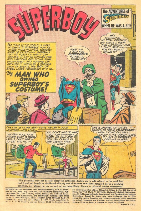 SUPERBOY #99 (Sept'62) 6.0 FN • Curt Swan cover, 3 George Papp stories inside!