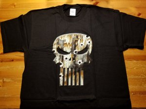 Punisher Metalic Skull w/ Bullet Holes T-Shirt L NOS  Marvel