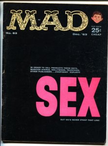 Mad Magazine #83 1963 SEX cover- Hud parody-VG