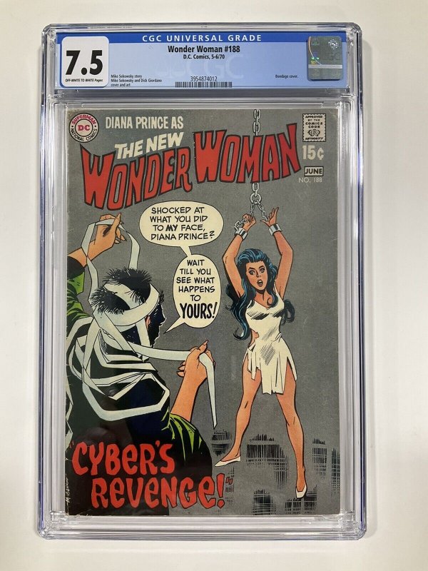 WONDER WOMAN 188 CGC 7.5 OW/W PAGES DC COMICS 1970 