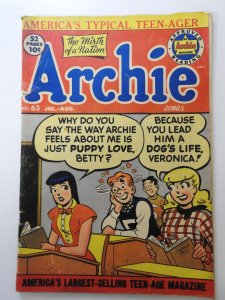 Archie Comics #63 (1953) Vintage Archie and The Gang!! Solid GVG Condition!