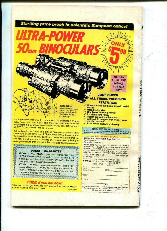 GIANT SIZE DAREDEVIL #1 (8.0) 68 PAGES! ELECTRO BATTLE! 1975!  