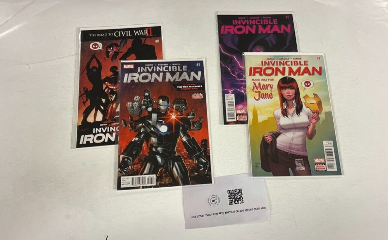 4 Invincible Iron Man Marvel Comics books #4 5 6 8 Bendis 40 RC12