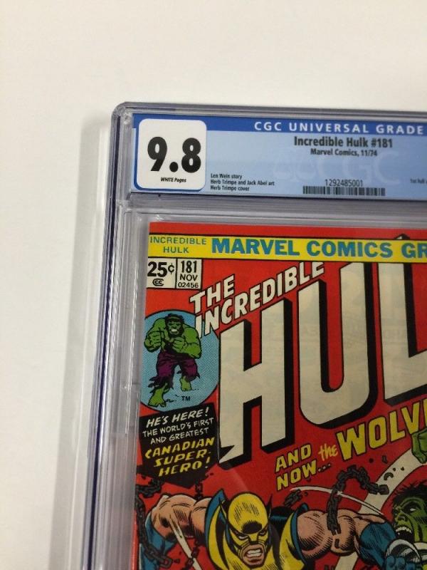 Incredible Hulk 181 Cgc 9.8 White Pages Perfect Centering Gem 1st Wolverine