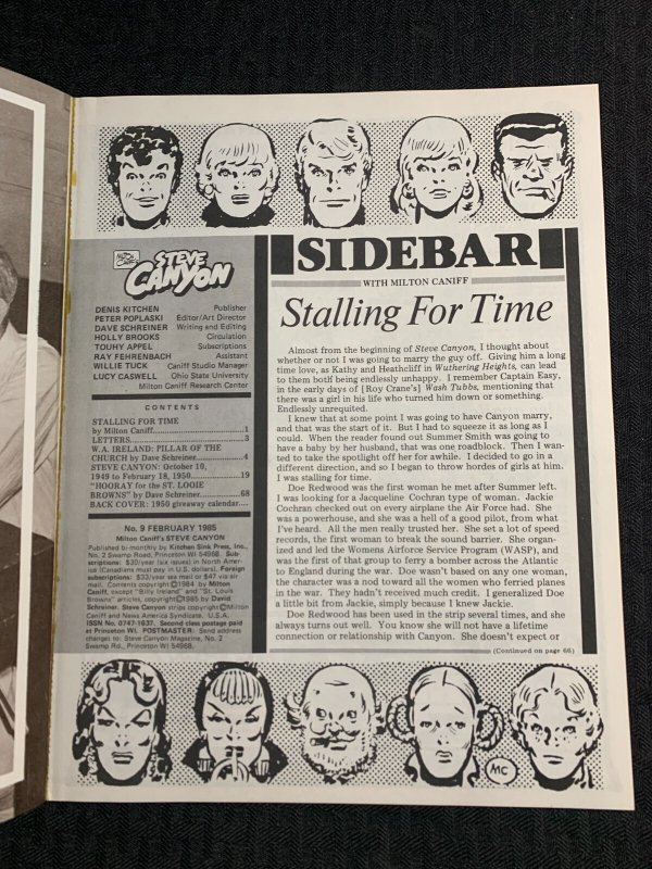 1985 STEVE CANYON Magazine #9 FVF 7.0 Milton Caniff / Kitchen Sink