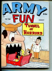 Army Fun 8/1963-Crestwood-military-spicy cartoons-jokes-horror tunnel-VG/FN