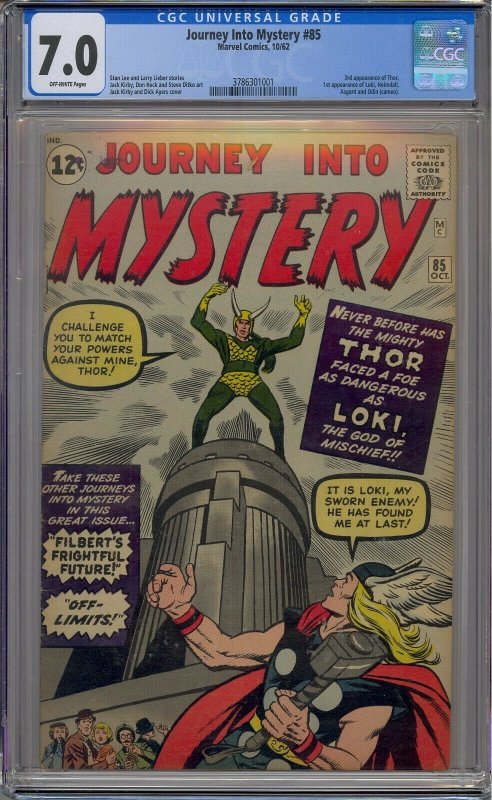 JOURNEY INTO MYSTERY #85 CGC 7.0 1ST LOKI HEIMDALL ASGARD ODIN CAMEO 