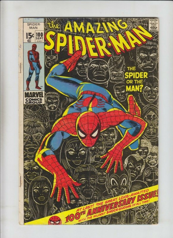 Amazing Spider-Man #100 signed by STAN LEE - John Romita cover - Gil Kane 1971 