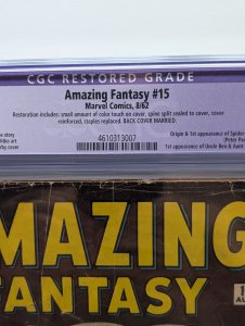 Amazing Fantasy #15 (1962) CGC 2.5 Restored C-1