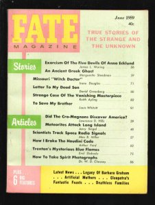 Fate 6/1959-Clark-All text cover-40¢ cover price-Missouri Witch Doctor-I Brok...