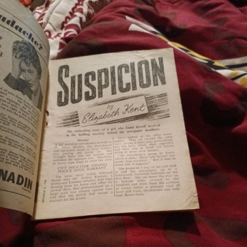 Miracle Library 146 Suspicion Fleetway Pulp Magazine 1950s Or 60s Uk