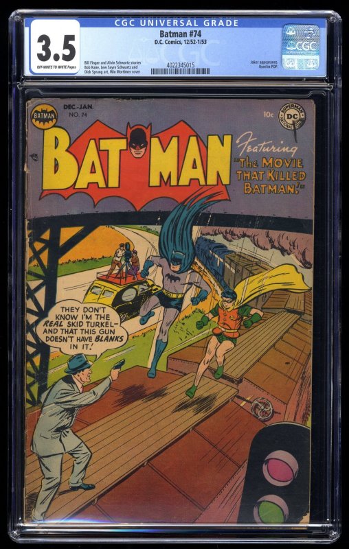 Batman #74 CGC VG- 3.5 Off White to White Joker Appearance Golden Age!