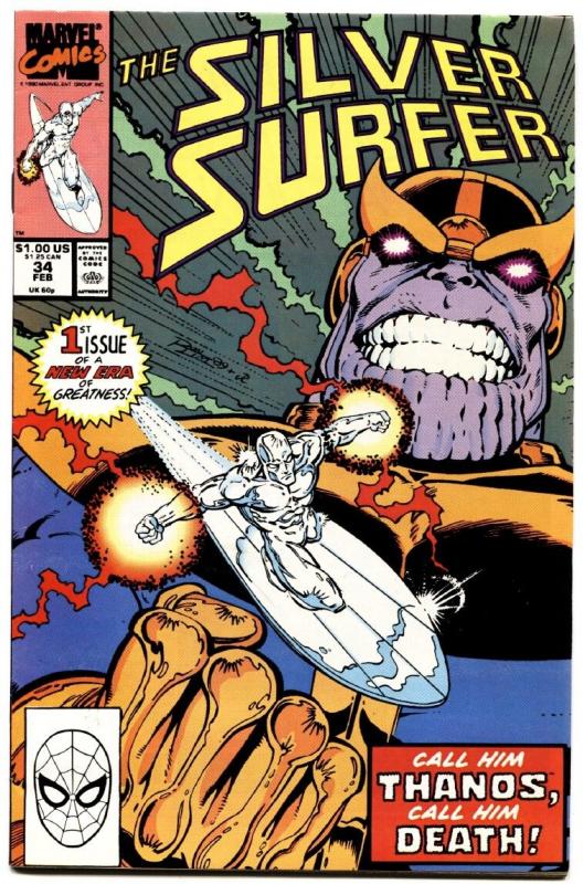 Silver Surfer #34 1990 Infinity Gauntlet Thanos Marvel