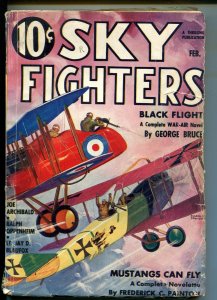 SKY FIGHTERS 2/1936-AIR WAR PULP-THRILLS-WWI-BI-PLANE-THRILLS-vg