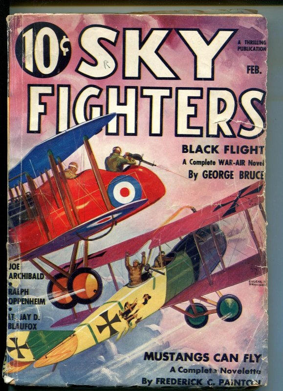 SKY FIGHTERS 2/1936-AIR WAR PULP-THRILLS-WWI-BI-PLANE-THRILLS-vg