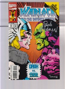 Warlock & the Infinity Watch #21 - Sigd. by Bob Almond. Thor Vs. Drax (9.2) 1993