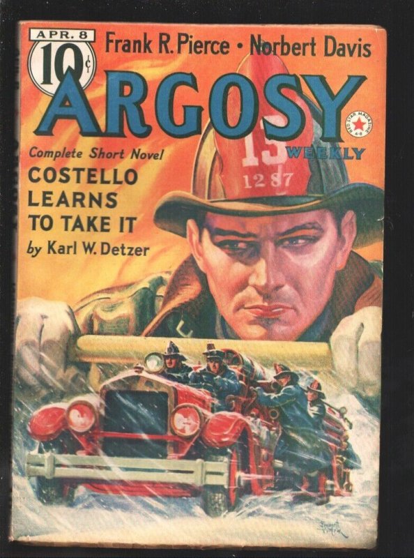 Argosy 4/8/1939-Munsey-Firefighters pulp cover art & story by Emmett Watson-A...