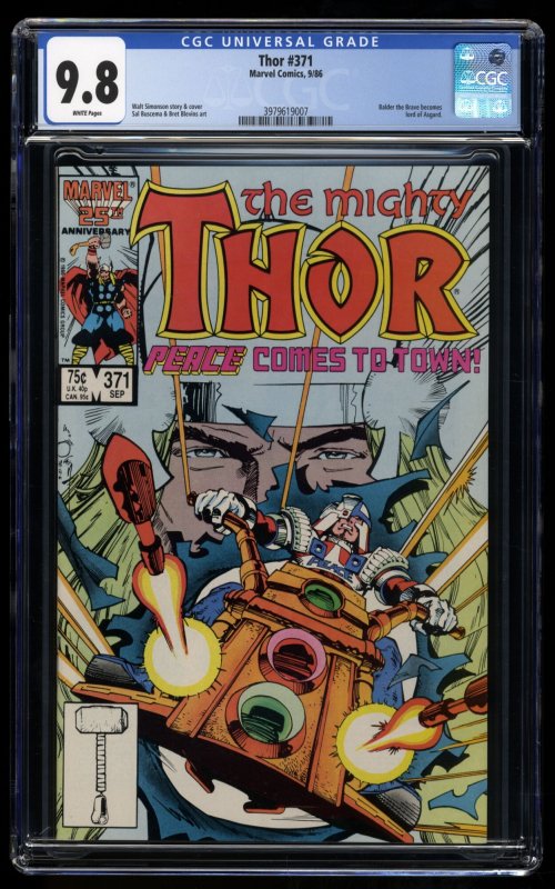 Thor #371 CGC NM/M 9.8 White Pages 1st Appearance Justice Peace!