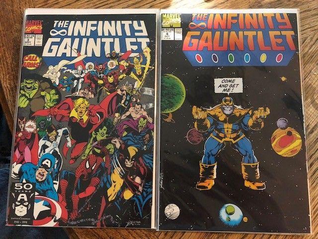 INFINITY GAUNTLET SET 1-6 VF+/NM- THANOS WAR + Silver Surfer 50 VF MOVIE Tie-In