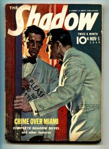 SHADOW 1940 Nov 1-Crime Over Miami- STREET AND SMITH-RARE PULP VG/FN