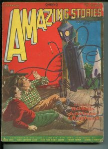 Amazing Stories Pulp January 1928- Frank R Paul robot cover- Jules Verne G+