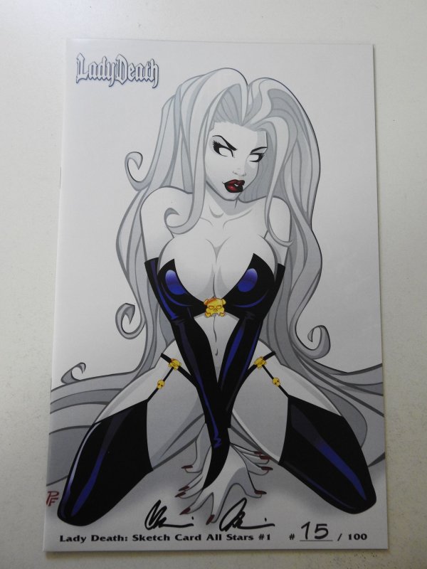 Lady Death: Sketch Card All Stars #1 NM- Condition! Signed W/ COA!
