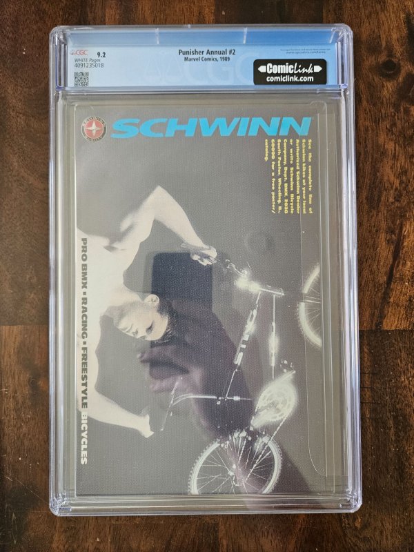 The Punisher Annual 2 CGC 9.2 (1989) case does have small chip.