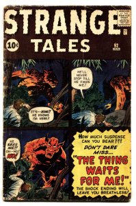 Strange Tales #92--comic book--1962--Kirby--Ditko--Flying Saucer--MARVEL