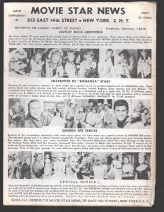 Movie Star News Mail Order Sales Catalog Supplement #K 1960's-Irving Klaw-8 x...