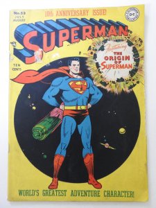 Superman #53 (1948) Origin Issue! Sm Tape on Cvr! See Desc  Sharp Good+ Cond!
