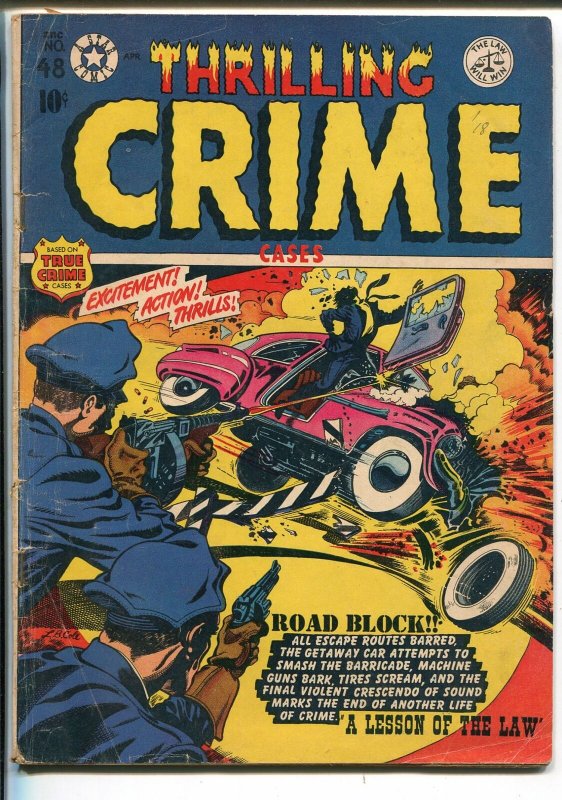 THRILLING CRIME #48-1952-STAR-L B COLE-TOMMY GUN-GUN MOLL-BRUTAL-vg+