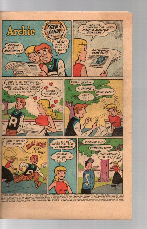 Archie #81 - Betty & Veronica - 1956 - FR