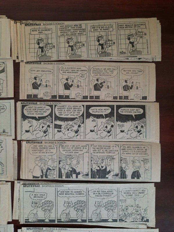 60X Splitsville Baginski & Dodson News Paper Comic Strip 1980 lot 7 x 2.5  