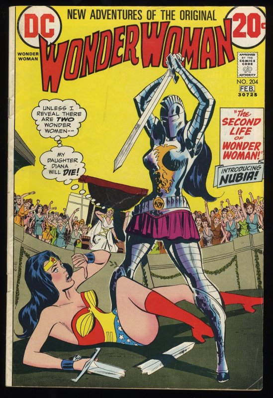 Wonder Woman #204 FN+ 6.5 1st Appearance Nubia Origin of WW and Amazons!