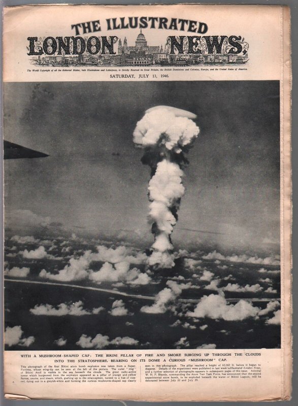 Illustrated London News 7/13/1946-atomic bomb explosion cover-2nd section-G