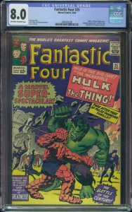 FANTASTIC FOUR #25 CGC 8.0 HULK VS THING