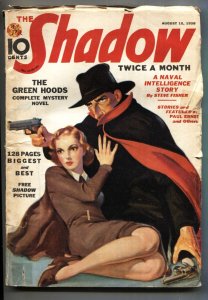 SHADOW 1938 AUG 15-PULP-WALTER GIBSON magazine-Rare-G/VG
