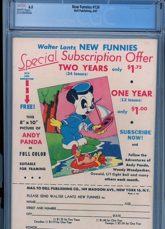 New Funnies (Walter Lantz) 124  CGC 6.5 from 1947!