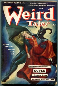 Weird Tales Pulp July 1942- Brundage Devil cover- Manly Wade Wellman