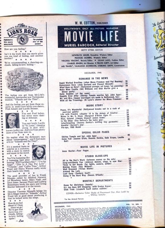 Movie Life-Alan Ladd-Shirley Temple-Dale Evans-Dec-1945